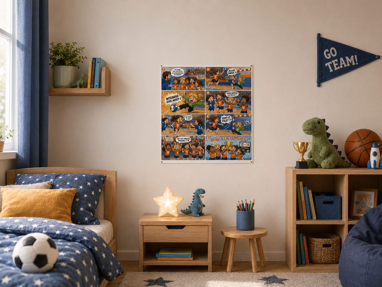 Poster BD personnalisé affiché dans une chambre d'enfant